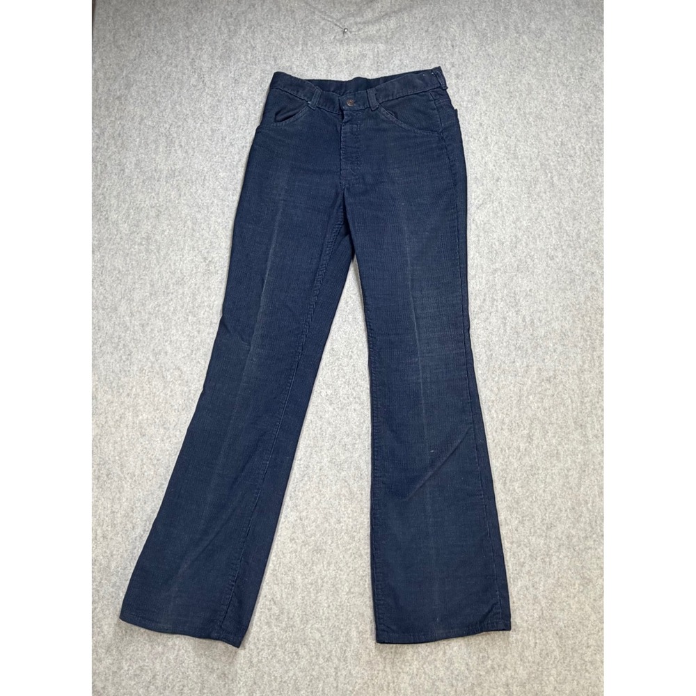 Vintage Toughskins Navy Blue Corduroy Boot Cut Leg Pants 70s Retro 28x30 Street